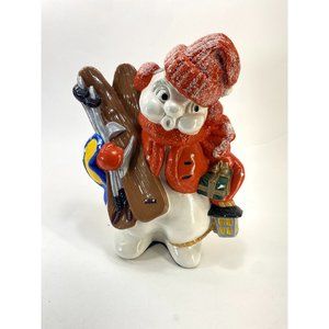 Ceramic Snowman Mid Century Modern Figurine 13"